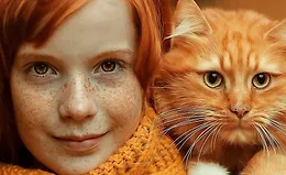 Девочка и кошка. Фотореализм