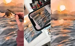 Реалистичное море акварелью