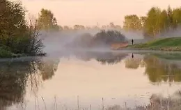 Шикарный пейзаж акварелью "Осеннее утро"