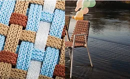 Яркие стулья в плетеной технике