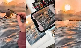 Реалистичное море акварелью