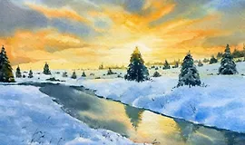 Зимние пейзажи акварелью — 12-дневный челлендж