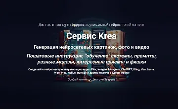 Изображение курса Сервис Krea. Генерация нейросетевых картинок, фото и видео