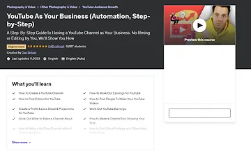 Изображение курса YouTube как бизнес (автоматизация, пошагово) и монетизация