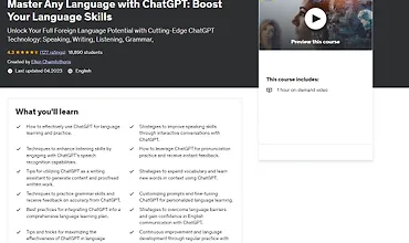 Изображение курса Освойте любой язык с помощью ChatGPT: улучшите свои языковые навыки