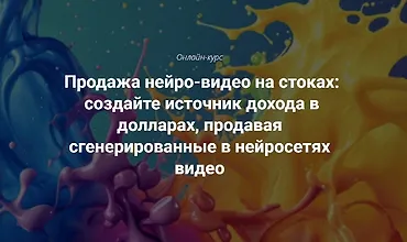 Изображение курса Продажа нейро-видео на стоках: создайте источник дохода в долларах, продавая сгенерированные в нейросетях видео
