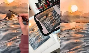 Изображение курса Реалистичное море акварелью