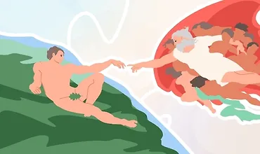 Изображение курса «Сотворение Адама» Микеланджело - разбор