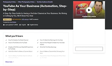 Изображение курса YouTube как бизнес (автоматизация, пошагово) и монетизация